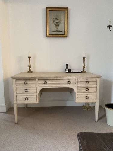 Early 20thC Painted Pine Desk - Dressing Table in Gustavian Style