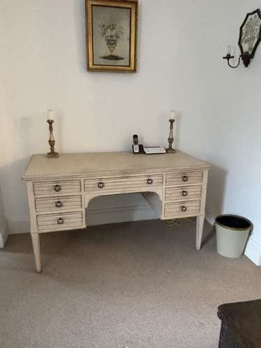 Early 20thC Painted Pine Desk - Dressing Table in Gustavian Style