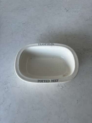 Early 20thC White Ironstone Advertising Dish - Tranfields Potted Beef