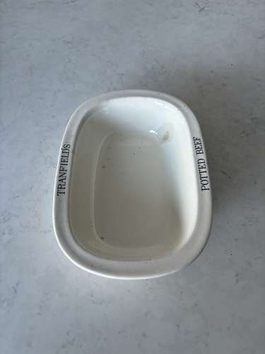 Early 20thC White Ironstone Advertising Dish - Tranfields Potted Beef