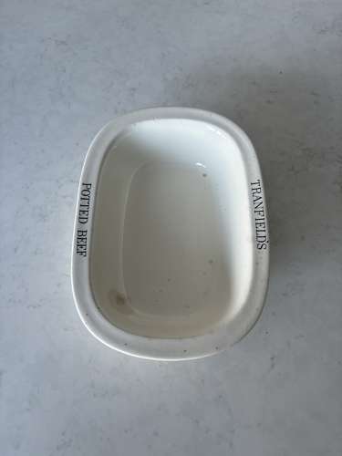 Early 20thC White Ironstone Advertising Dish - Tranfields Potted Beef