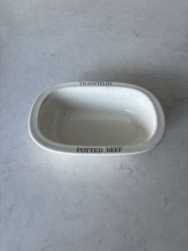 Early 20thC White Ironstone Advertising Dish - Tranfields Potted Beef