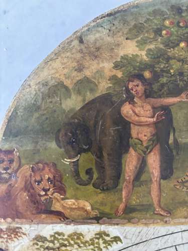 Victorian Hand Painted Clock Face - Adam Eve & Animals