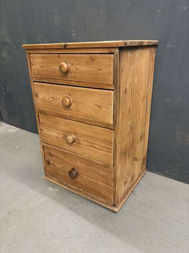 Antique Pine Dovetailed Chest Flight of Four Drawers.