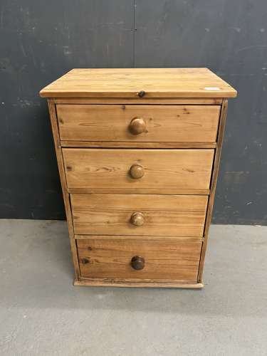 Antique Pine Dovetailed Chest Flight of Four Drawers.
