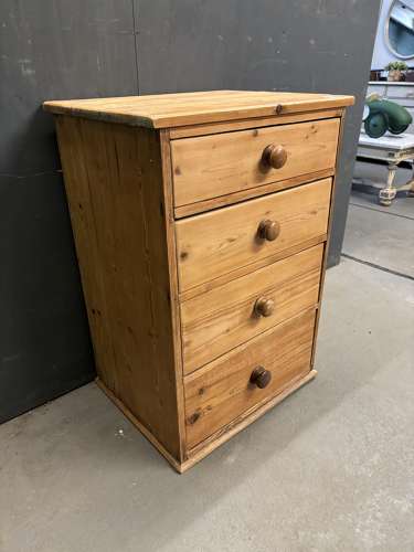 Antique Pine Dovetailed Chest Flight of Four Drawers.