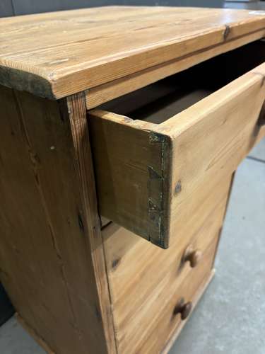 Antique Pine Dovetailed Chest Flight of Four Drawers.