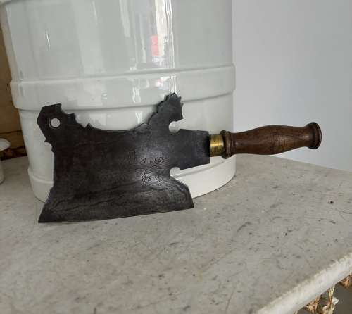 Large Victorian Chicken Shaped Cleaver with Engraving
