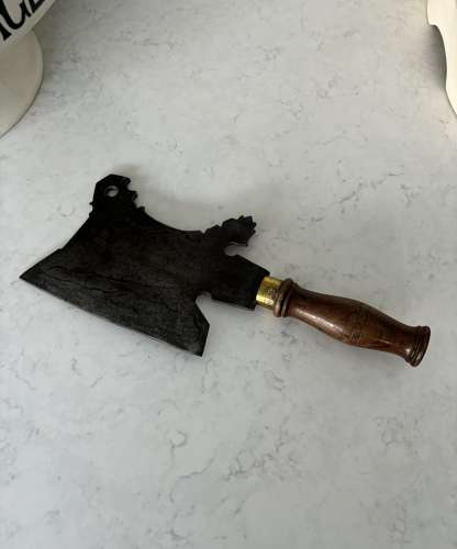 Large Victorian Chicken Shaped Cleaver with Engraving