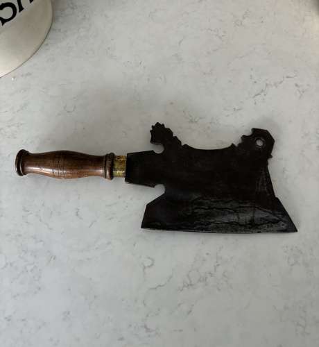 Large Victorian Chicken Shaped Cleaver with Engraving