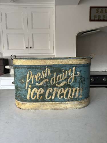 Rare Large Early 20thC Ice Cream Serving Container - Original Paint