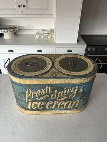 Rare Large Early 20thC Ice Cream Serving Container - Original Paint