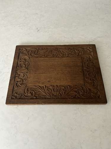 Antique Carved Oak Rectangular Bread or Chopping Board