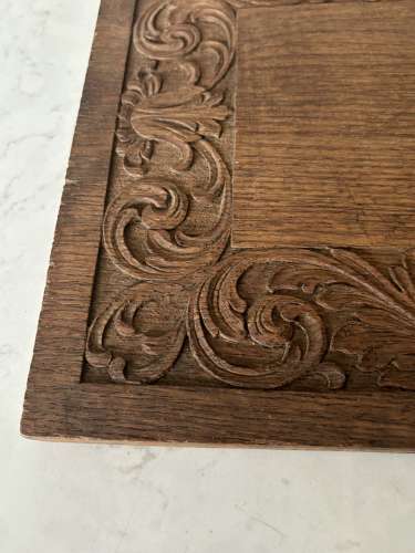 Antique Carved Oak Rectangular Bread or Chopping Board