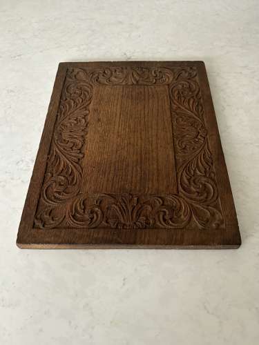 Antique Carved Oak Rectangular Bread or Chopping Board
