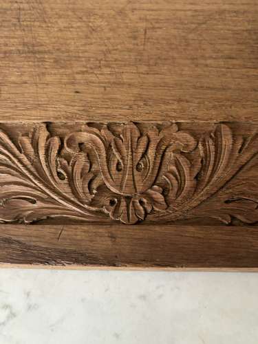 Antique Carved Oak Rectangular Bread or Chopping Board