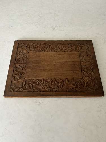 Antique Carved Oak Rectangular Bread or Chopping Board