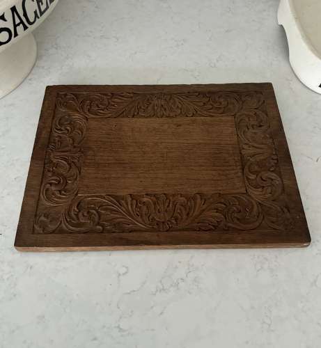 Antique Carved Oak Rectangular Bread or Chopping Board