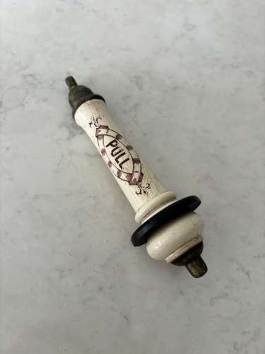 Late Victorian White Ironstone Loo Toilet Pull or Light Pull