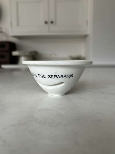 Edwardian White Ironstone Lightning Egg Separator -Excellent Condition