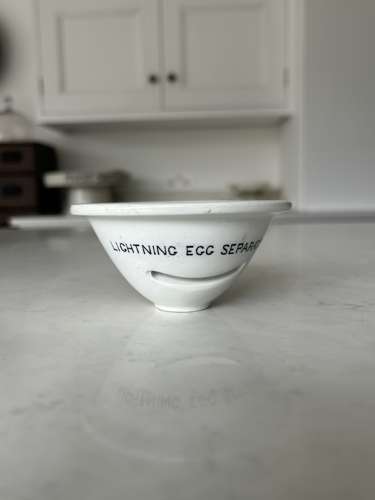 Edwardian White Ironstone Lightning Egg Separator -Excellent Condition