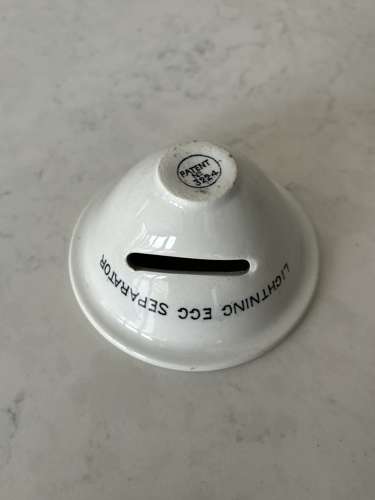 Edwardian White Ironstone Lightning Egg Separator -Excellent Condition