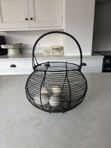 Early 20thC Prettier than Average Wire Work Egg Basket