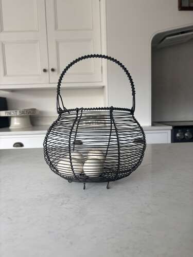 Early 20thC Prettier than Average Wire Work Egg Basket
