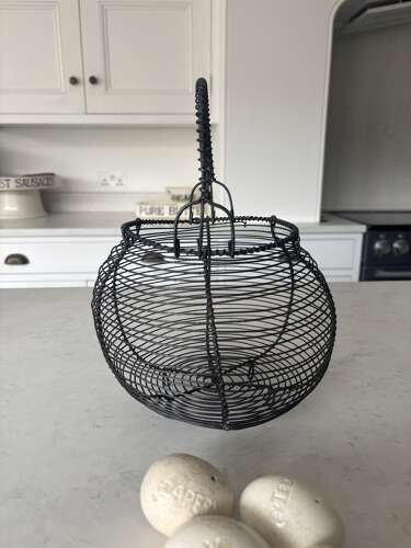 Early 20thC Prettier than Average Wire Work Egg Basket