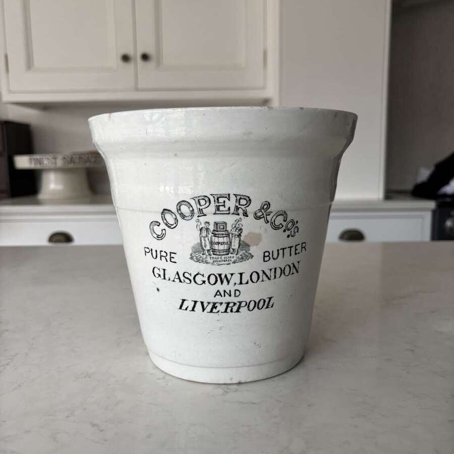 Edwardian White Ironstone Cooper & Co&rsquo;s Pure Butter Pot