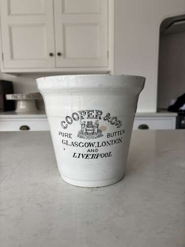 Edwardian White Ironstone Cooper & Co’s Pure Butter Pot