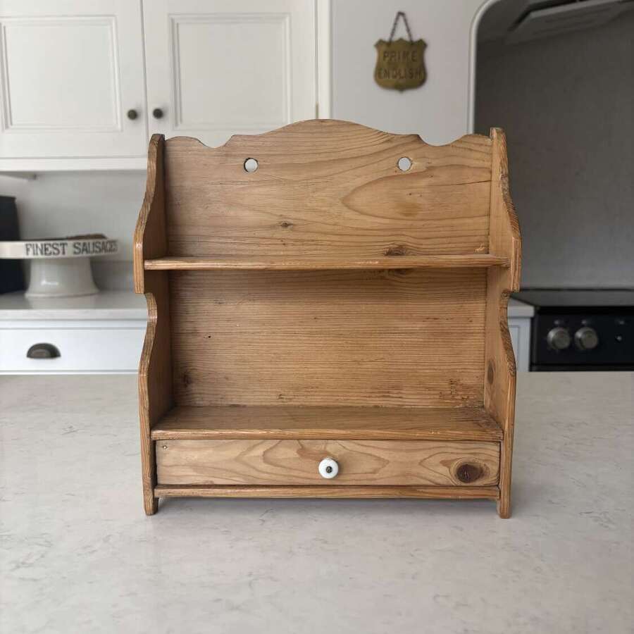 Early 20thC Pine Shelves with Drawer. Perfect for Spice Jars.