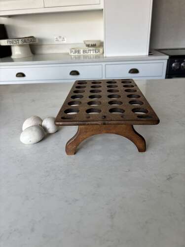 Late Victorian Treen Two Dozen Single Tier Egg Rack