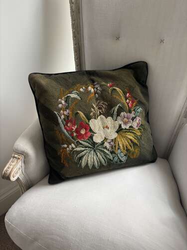 Early 20th Century Tapestry Needlepoint Cushion