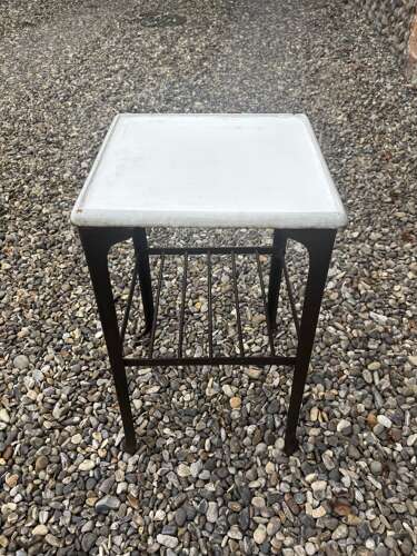 Early 20thC Heavy Cast Iron Table with Enamel Top. Registered No.