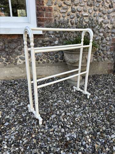 Late Victorian Roll Top Towel Rail in Early Paint