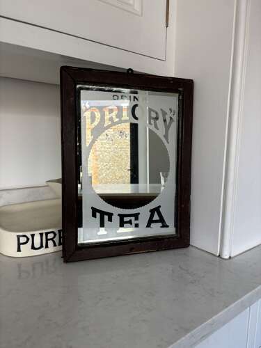 Edwardian Shop’s Advertising Mirror - Drink “Priory” Tea. All Original.