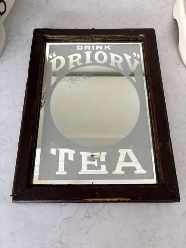 Edwardian Shop’s Advertising Mirror - Drink “Priory” Tea. All Original.