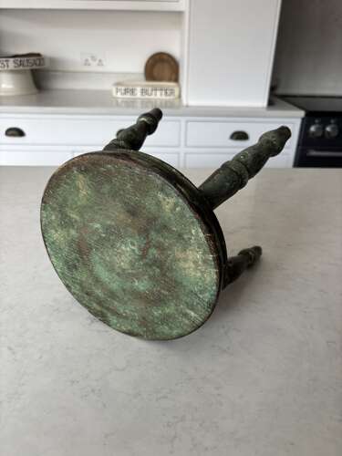 Early 20th Century Four Legged Milking Stool in its Original Green Paint.