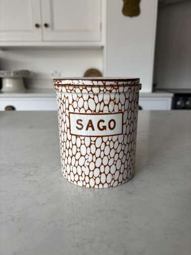Edwardian Maling Brown Cobblestone Kitchen Storage Jar with Lid - Sago