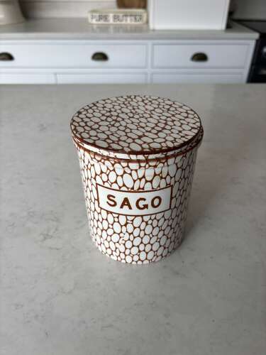 Edwardian Maling Brown Cobblestone Kitchen Storage Jar with Lid - Sago