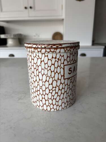 Edwardian Maling Brown Cobblestone Kitchen Storage Jar with Lid - Sago