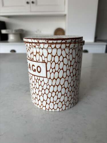 Edwardian Maling Brown Cobblestone Kitchen Storage Jar with Lid - Sago