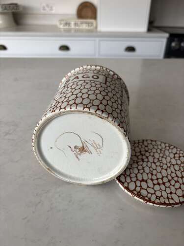 Edwardian Maling Brown Cobblestone Kitchen Storage Jar with Lid - Sago