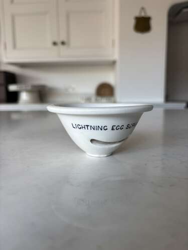 Early 20thC white ironstone Lightning Egg Separator