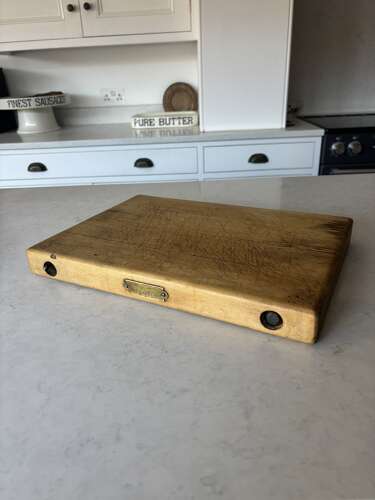 Hard to find Early 20thC Butcher’s Rushbrooke Chopping Board with Brass Plaque