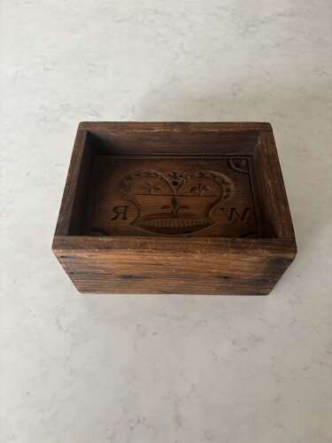 Early 19thC King William VI Treen Crown & Heart Double Sided Butter Stamp 1830-1837
