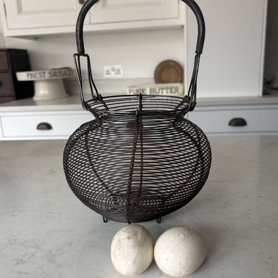 Early 20th Century Wire Work Egg Basket - Unusual Smaller Size