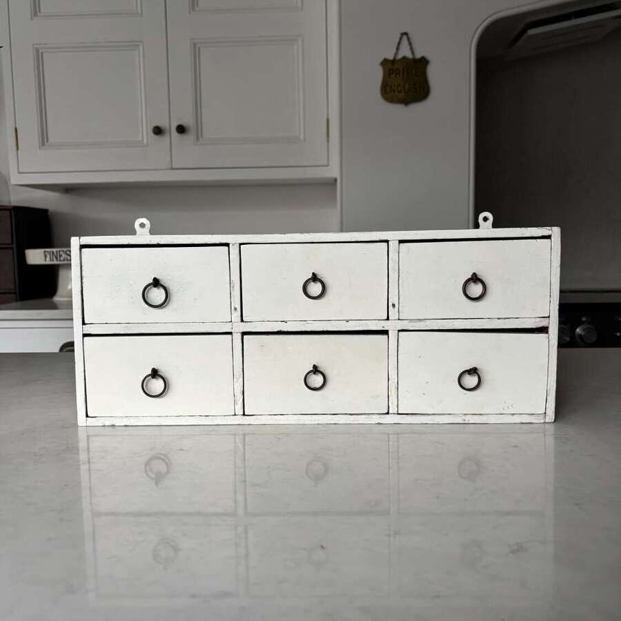 Early 20th Century Bank of Six Drawers - Original Brass Loop Handles