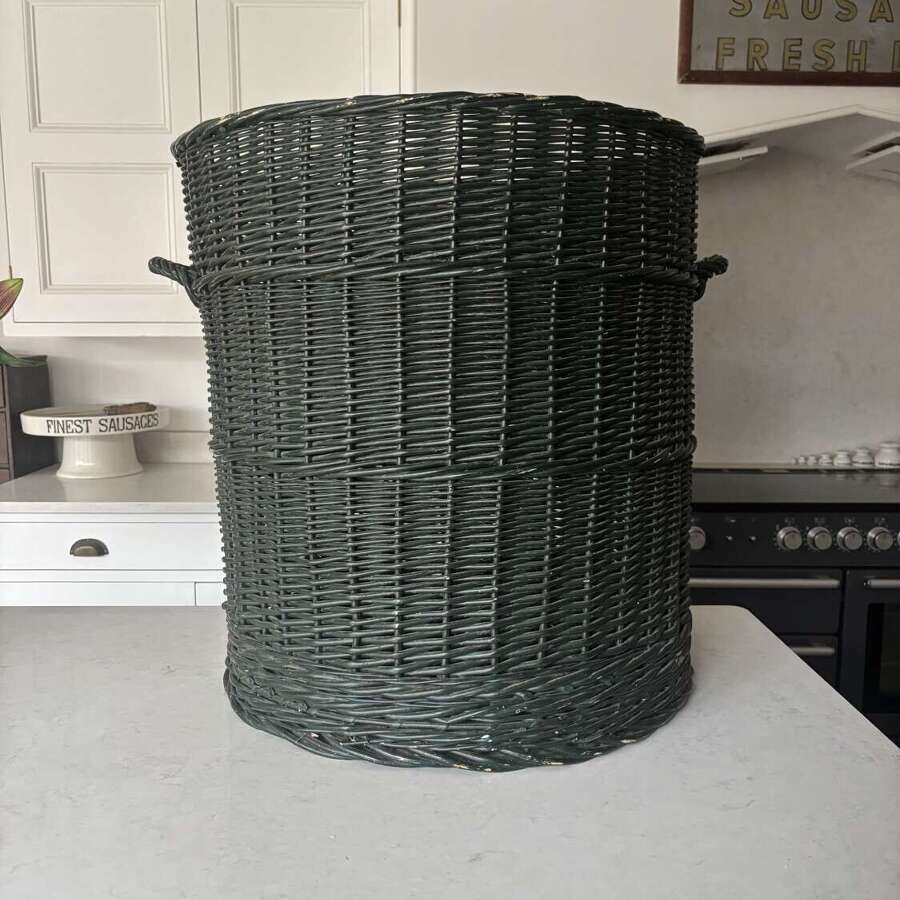 Huge Antique Basket in its Original Paint. Perfect Log or Large Laundry Basket